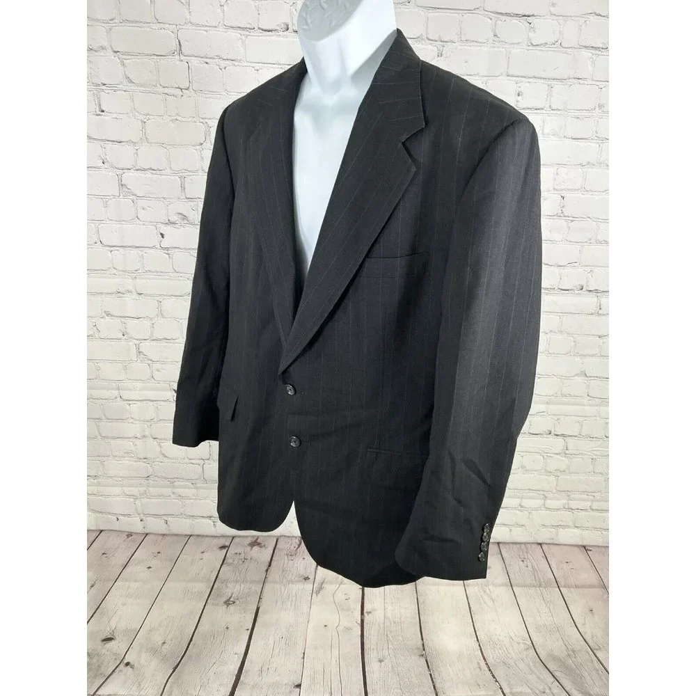 VTG Corporate Image Black Striped Two Button Blazer Jacket Men’s 42R